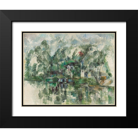 At the Waters Edge Black Modern Wood Framed Art Print with Double Matting by Cezanne, Paul