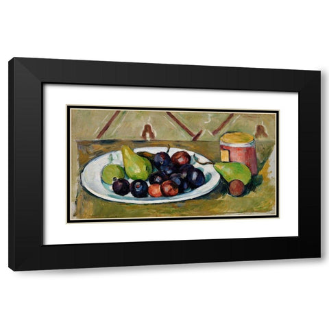 Plate with Fruit and Pot of Preserves Black Modern Wood Framed Art Print with Double Matting by Cezanne, Paul