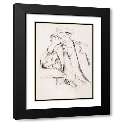 Leaning Smoker Black Modern Wood Framed Art Print with Double Matting by Cezanne, Paul