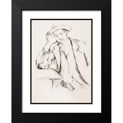 Leaning Smoker Black Modern Wood Framed Art Print with Double Matting by Cezanne, Paul