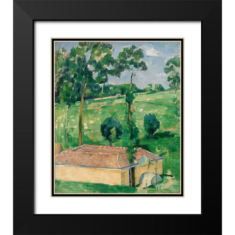 The Spring House Black Modern Wood Framed Art Print with Double Matting by Cezanne, Paul