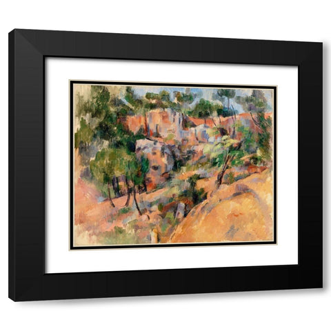 BibÃ©mus Quarry Black Modern Wood Framed Art Print with Double Matting by Cezanne, Paul