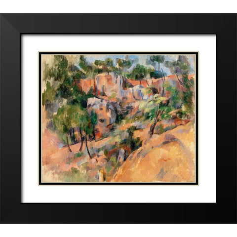 BibÃ©mus Quarry Black Modern Wood Framed Art Print with Double Matting by Cezanne, Paul