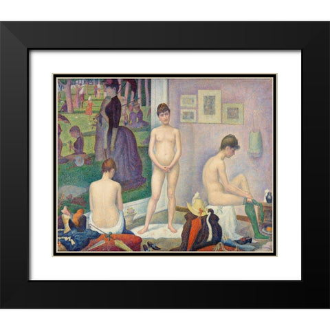 Models Black Modern Wood Framed Art Print with Double Matting by Seurat, Georges