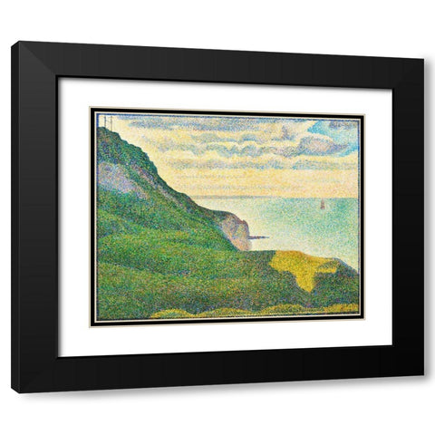 Seascape at Port-en-Bessin, Normandy Black Modern Wood Framed Art Print with Double Matting by Seurat, Georges