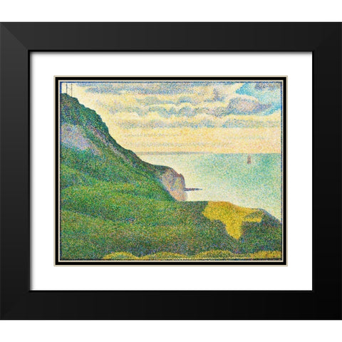 Seascape at Port-en-Bessin, Normandy Black Modern Wood Framed Art Print with Double Matting by Seurat, Georges