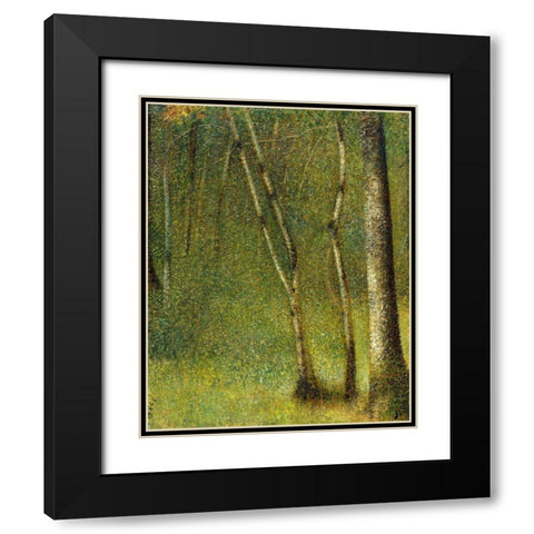 The Forest at PontaubertÂ  Black Modern Wood Framed Art Print with Double Matting by Seurat, Georges