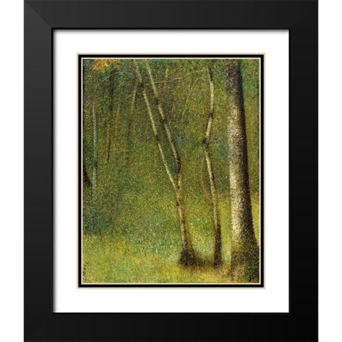 The Forest at PontaubertÂ  Black Modern Wood Framed Art Print with Double Matting by Seurat, Georges