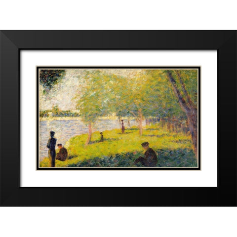 Study for a Sunday on La Grande Jatte Black Modern Wood Framed Art Print with Double Matting by Seurat, Georges