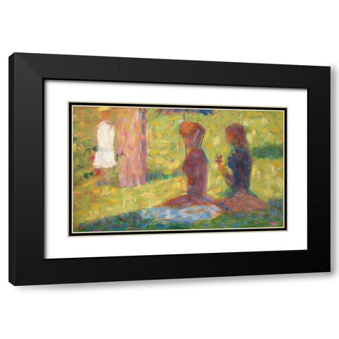 La Grande Jatte Black Modern Wood Framed Art Print with Double Matting by Seurat, Georges