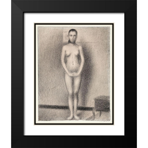 Study for Poseuses Black Modern Wood Framed Art Print with Double Matting by Seurat, Georges