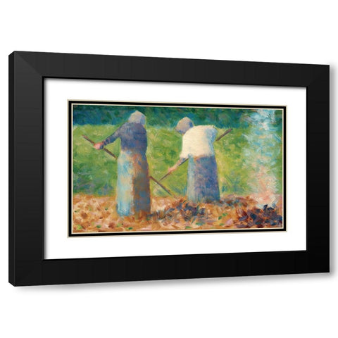 Haymakers at MontfermeilÂ  Black Modern Wood Framed Art Print with Double Matting by Seurat, Georges