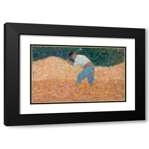 The Stone Breaker Black Modern Wood Framed Art Print with Double Matting by Seurat, Georges