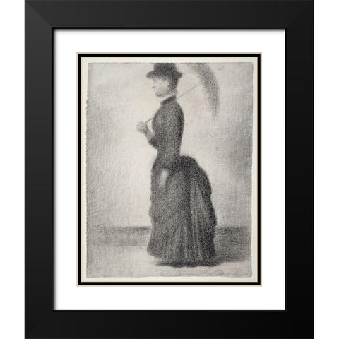 Woman Walking with a ParasolÂ  Black Modern Wood Framed Art Print with Double Matting by Seurat, Georges