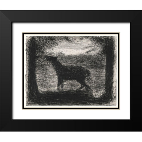 Foal, Le Poulain Black Modern Wood Framed Art Print with Double Matting by Seurat, Georges
