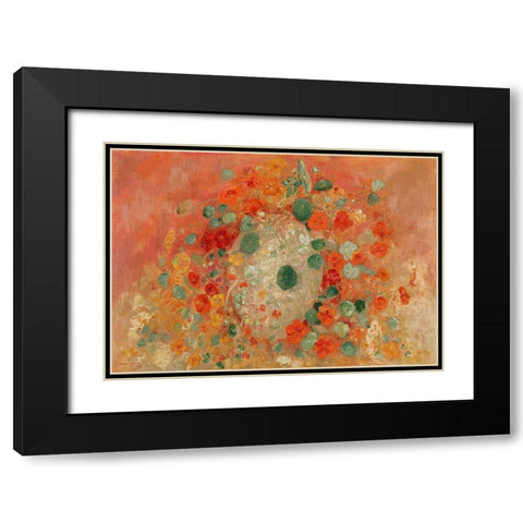 Nasturtiums Black Modern Wood Framed Art Print with Double Matting by Redon, Odilon