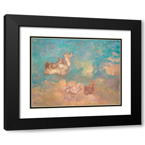 The Chariot of Apollo Black Modern Wood Framed Art Print with Double Matting by Redon, Odilon