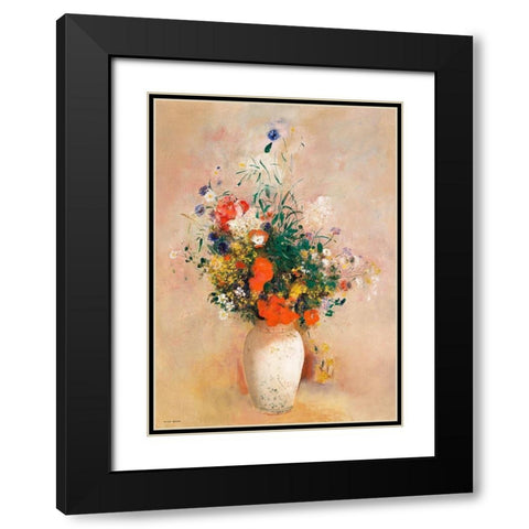 Vase of Flowers (Pink Background)Â  Black Modern Wood Framed Art Print with Double Matting by Redon, Odilon