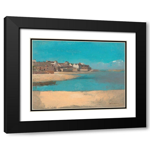 Village by the Sea in Brittany Black Modern Wood Framed Art Print with Double Matting by Redon, Odilon