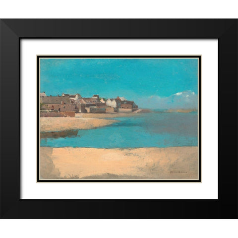 Village by the Sea in Brittany Black Modern Wood Framed Art Print with Double Matting by Redon, Odilon