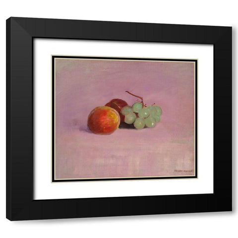 Still Life with Fruit Black Modern Wood Framed Art Print with Double Matting by Redon, Odilon