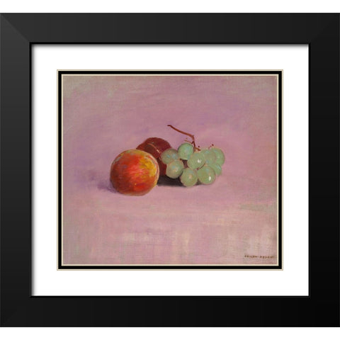 Still Life with Fruit Black Modern Wood Framed Art Print with Double Matting by Redon, Odilon