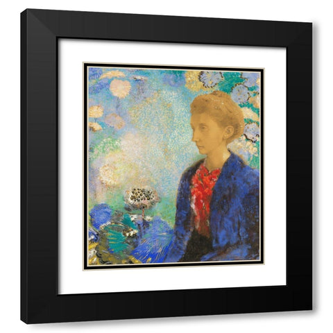 Baronne de Domecy Black Modern Wood Framed Art Print with Double Matting by Redon, Odilon