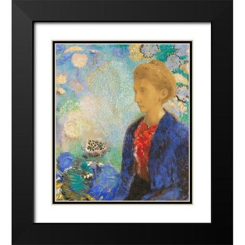 Baronne de Domecy Black Modern Wood Framed Art Print with Double Matting by Redon, Odilon