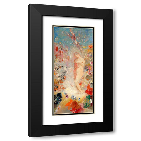 Pandora Black Modern Wood Framed Art Print with Double Matting by Redon, Odilon