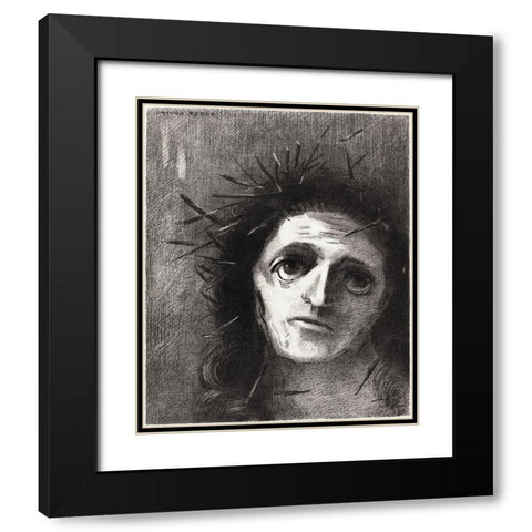 Christ by the Flower Black Modern Wood Framed Art Print with Double Matting by Redon, Odilon