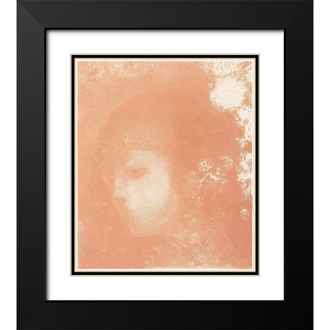 Head of a Child with Flowers Black Modern Wood Framed Art Print with Double Matting by Redon, Odilon