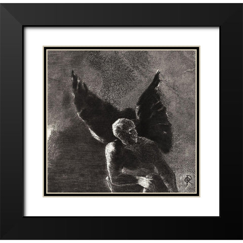 Glory and Praise To You, Satan, In the Heights of Heaven, Where You Reigned, and in the Depths of He Black Modern Wood Framed Art Print with Double Matting by Redon, Odilon