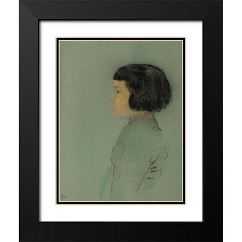 Young Woman in Profile Black Modern Wood Framed Art Print with Double Matting by Redon, Odilon