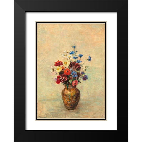 Flowers in a Vase Black Modern Wood Framed Art Print with Double Matting by Redon, Odilon