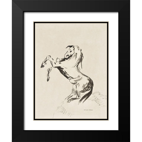 Jumping Horse on Clouds (Pegasus) Black Modern Wood Framed Art Print with Double Matting by Redon, Odilon