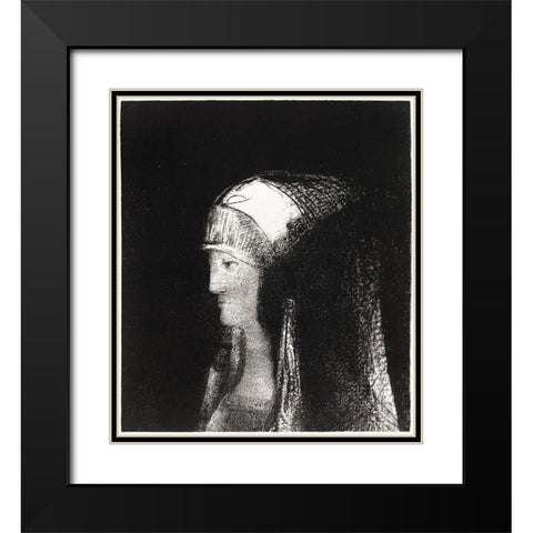 Druidesse Black Modern Wood Framed Art Print with Double Matting by Redon, Odilon