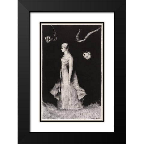 Haunting Black Modern Wood Framed Art Print with Double Matting by Redon, Odilon