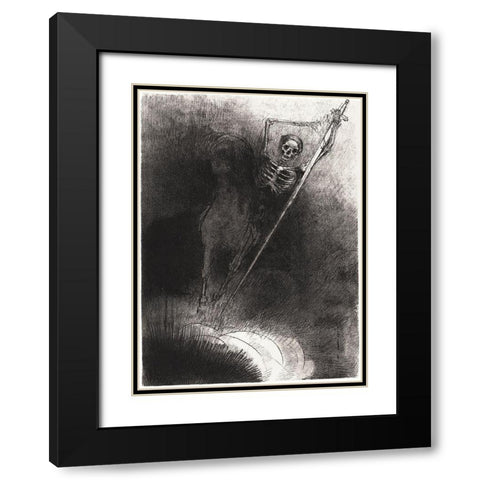 And His Name That Sat on Him Was Death Black Modern Wood Framed Art Print with Double Matting by Redon, Odilon