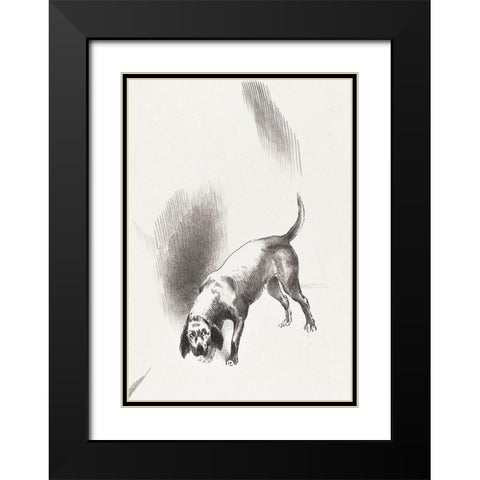The Dog Black Modern Wood Framed Art Print with Double Matting by Redon, Odilon
