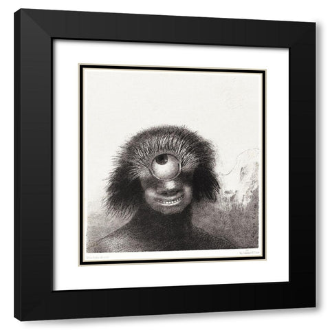 The Deformed Polyp Floated on the Shores, a Sort of Smiling and Hideous Cyclops by the FlowerÂ  Black Modern Wood Framed Art Print with Double Matting by Redon, Odilon
