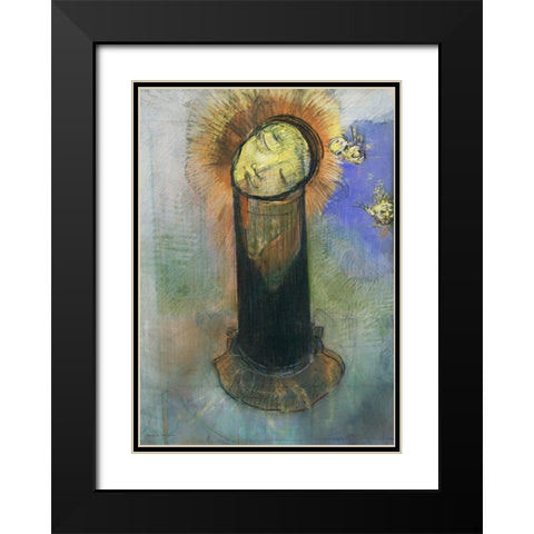 The Head of John the Baptist, on a Pillar Black Modern Wood Framed Art Print with Double Matting by Redon, Odilon