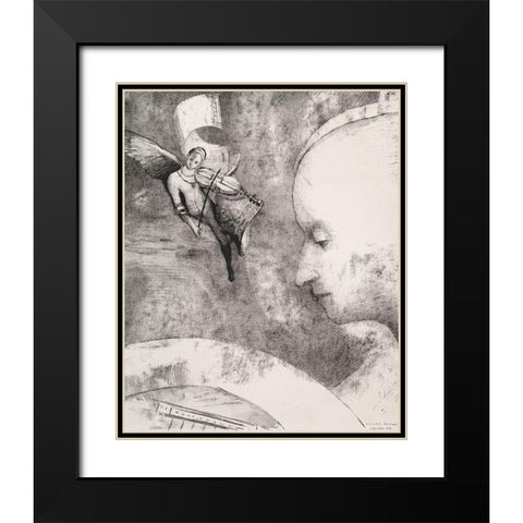 The Celestial Art Black Modern Wood Framed Art Print with Double Matting by Redon, Odilon