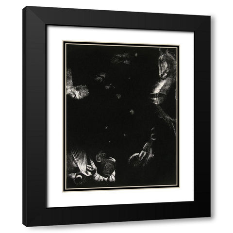 The Different Peoples Who Inhabit the Land and the Sea Black Modern Wood Framed Art Print with Double Matting by Redon, Odilon