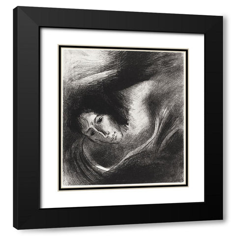 And the Devil That Deceived Them Was Cast Into the Lake of Fire and Brimstone, Where the Beast and t Black Modern Wood Framed Art Print with Double Matting by Redon, Odilon