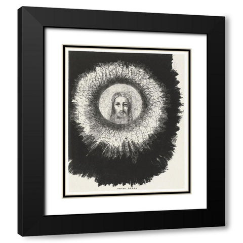 And the Face of Christ Shone in the Disk of the Sun Black Modern Wood Framed Art Print with Double Matting by Redon, Odilon