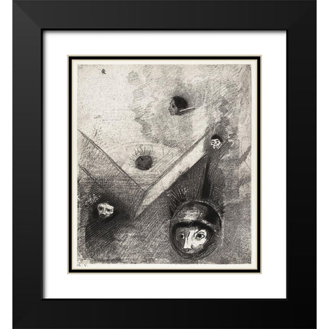 On Backdrop of Our Nights God with His Knowing Finger Traces a Multiform Implacable NightmareÂ  Black Modern Wood Framed Art Print with Double Matting by Redon, Odilon