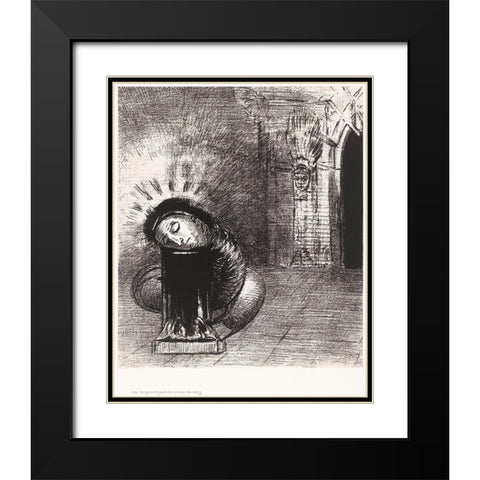 A Long Chrysalis, the Color of Blood Black Modern Wood Framed Art Print with Double Matting by Redon, Odilon