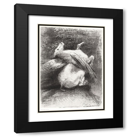 The Impotent Wing Did Not Lift the Animal Into That Black SpaceÂ  Black Modern Wood Framed Art Print with Double Matting by Redon, Odilon