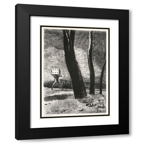 Le Joueur Black Modern Wood Framed Art Print with Double Matting by Redon, Odilon