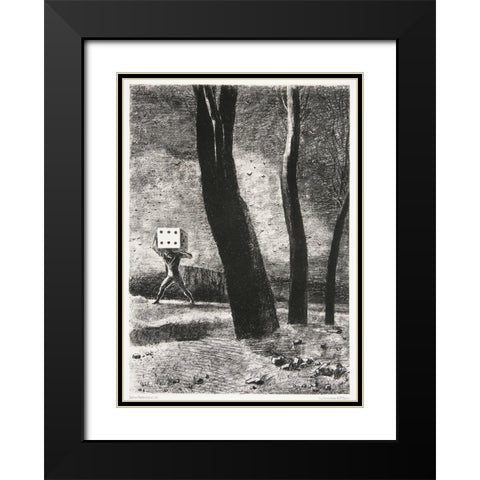 Le Joueur Black Modern Wood Framed Art Print with Double Matting by Redon, Odilon